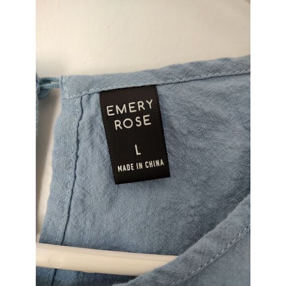 Emery Rose Women's Size Large Light Blue Cap Sleeve Cropped Top Shirt Blouse - Picture 3 of 4